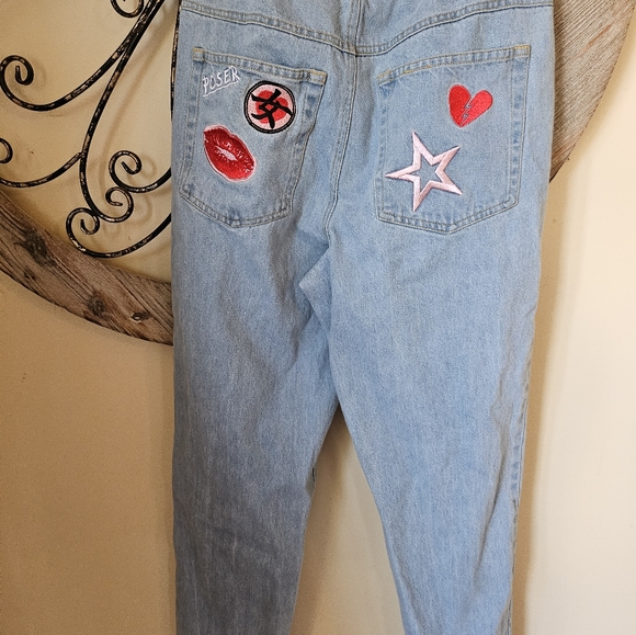 Tee Ink Distressed Patchwork Patch Jeans Star Heart Unique Original - Picture 10 of 10